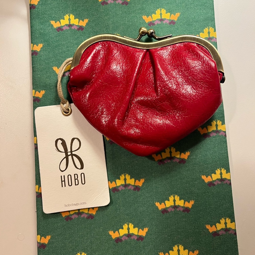 Heart shaped small red coin purse